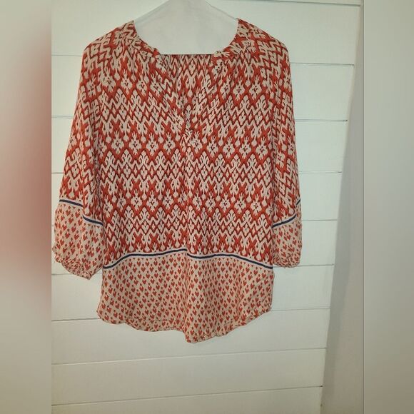 Beach Lunch Loung Relaxed 3/4 Sleeve Blouse - Picture 1 of 7